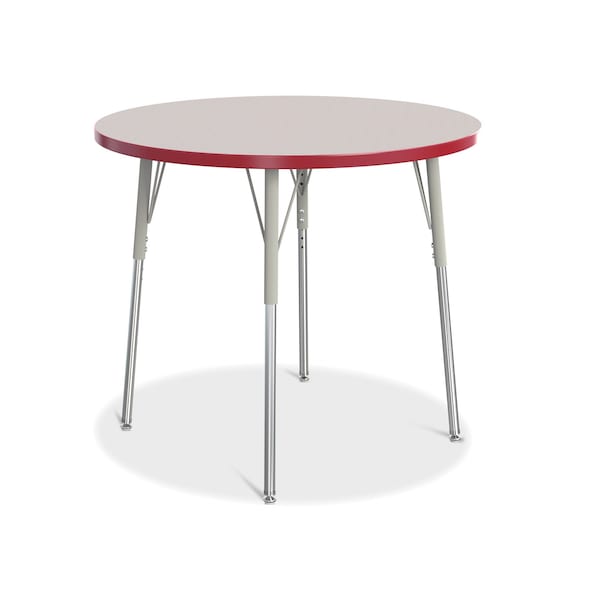 Jonti-Craft Berries Round Activity Table, 36 in. Diameter, A-height, Freckled Gray/Red/Gray 6488JCA008 - main